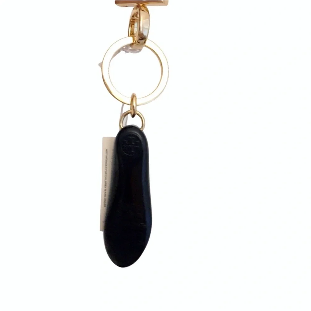 Tory Burch Ballet Flat Black and Gold Key Fob Keychain